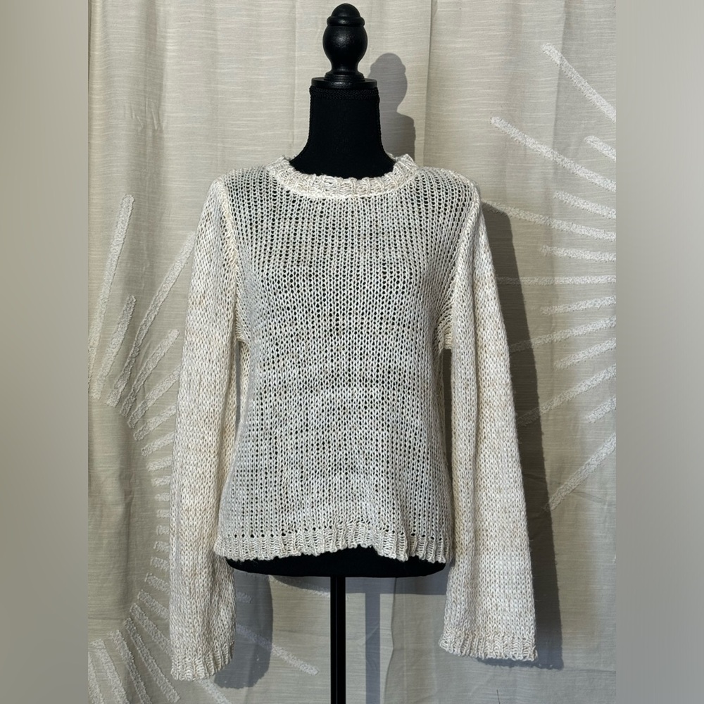 Rag Poets Cream Knit Sweater with Bell Sleeve